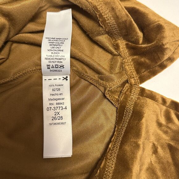 NWT Woman Within Velour Plush Tunic Toffee Brown Comfy Sweatshirt Soft 2X 26/28 - Picture 8 of 10